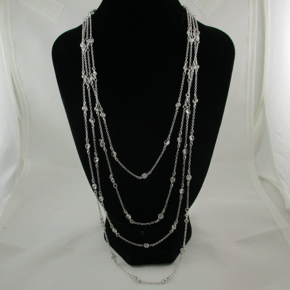 Sterling Silver Four Strand Absolute (Simulated D… - image 2